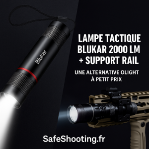 Lampe tactique Blukar 2000 lumens sur support rail Picatinny